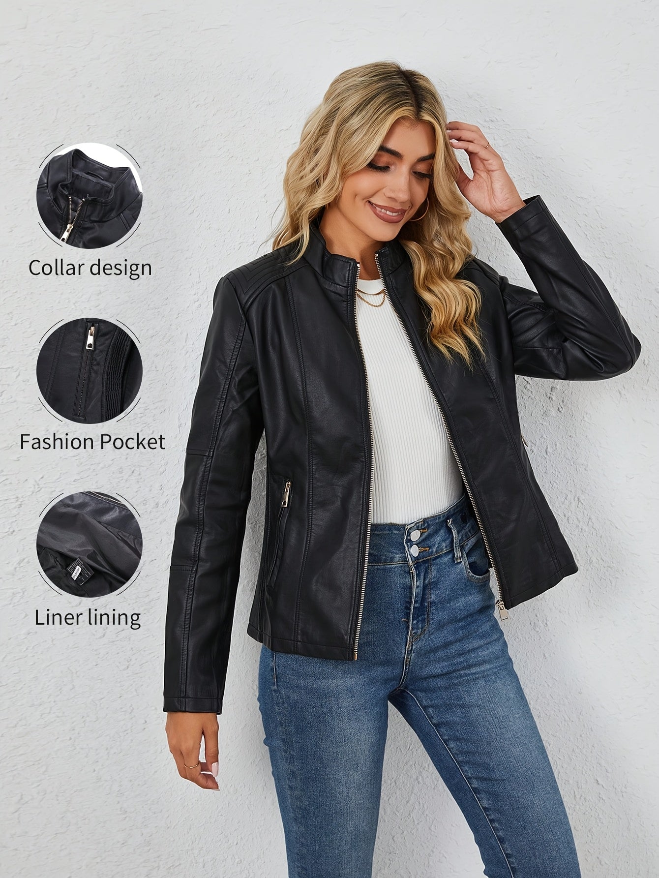 Elegante | Faux Leather Motorjacket