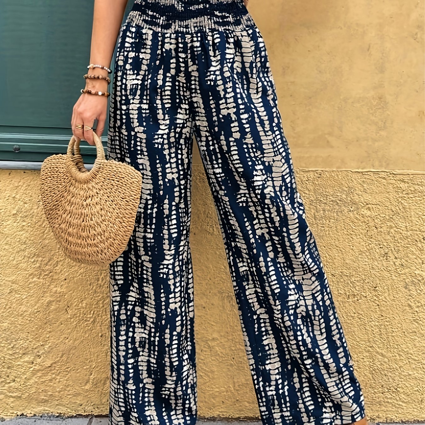 Marjan | Trendy Wijde Pijpen Broek Met Moderne Print