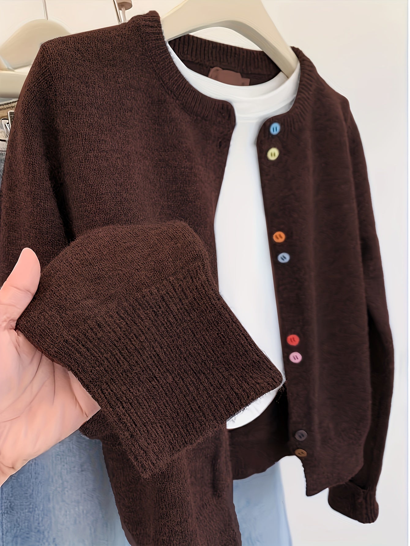 Janneke | Vintage Regenboog Knoop-Op Vest