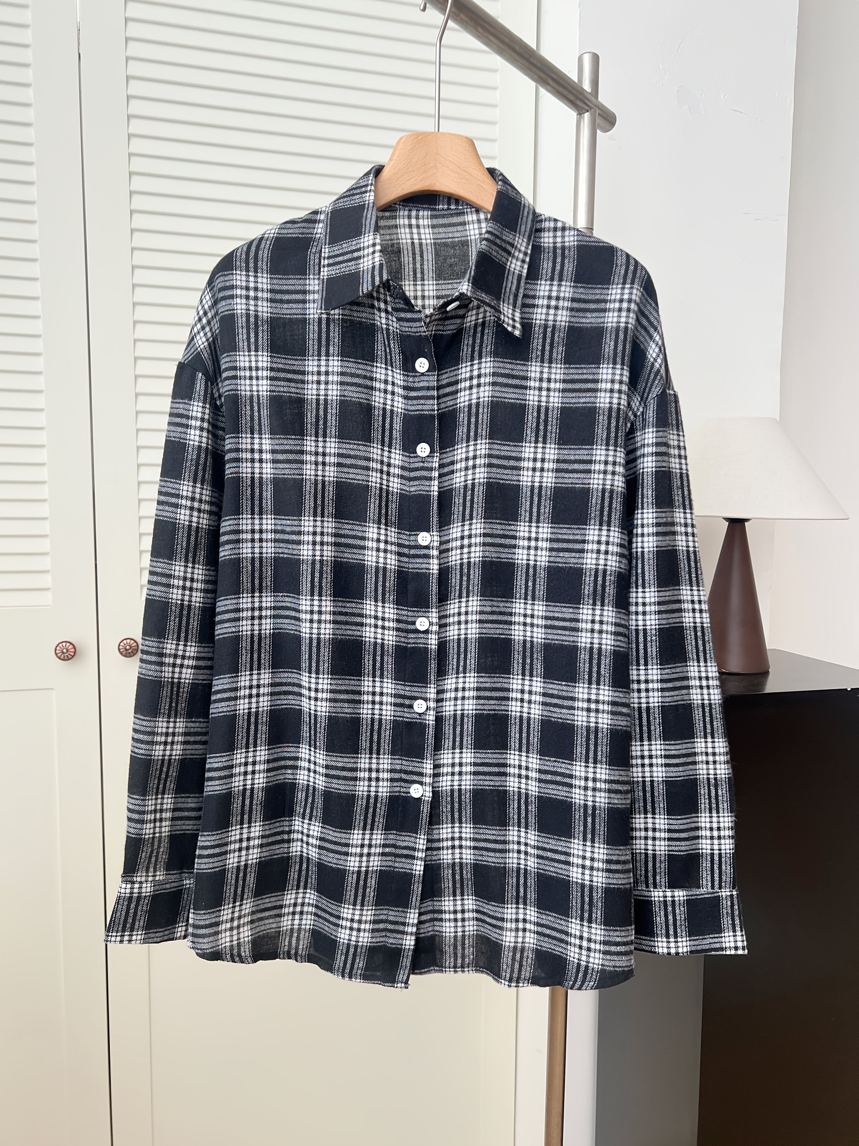 Elly | Losse Langemouw Hemd Met Ruitpatroon