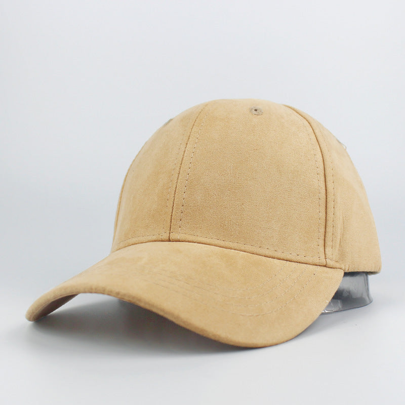 Suede Baseball Hat Solid Color Peaked Hat Black Brown Summer Sun Hat