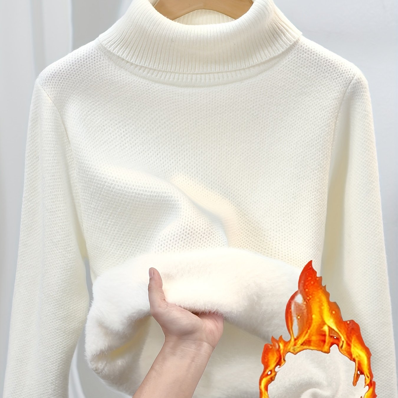 Mia | Warme Effen Trui Met Hoge Kraag