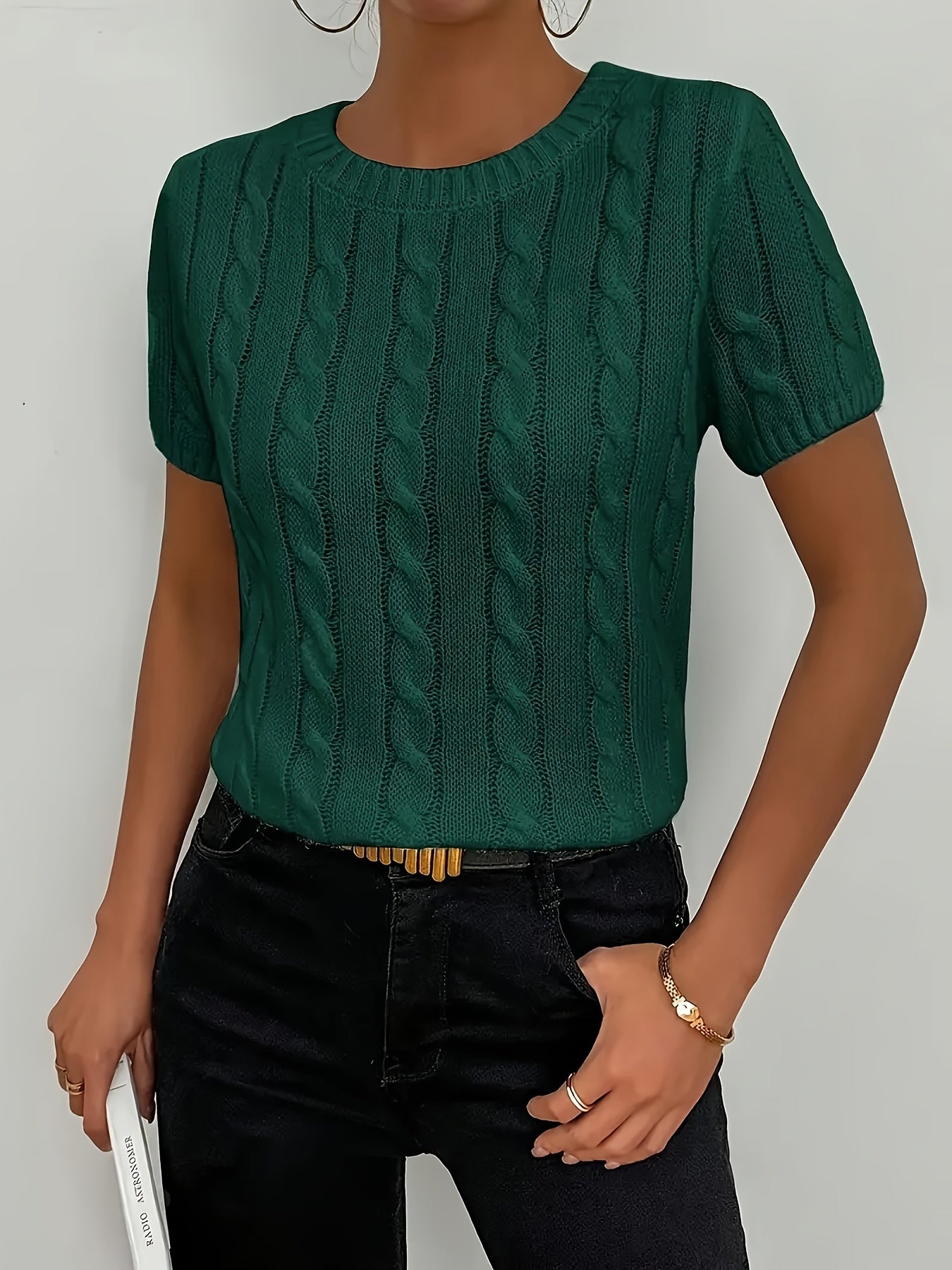 Monica | Elegante Top Met Ruches En Ronde Hals