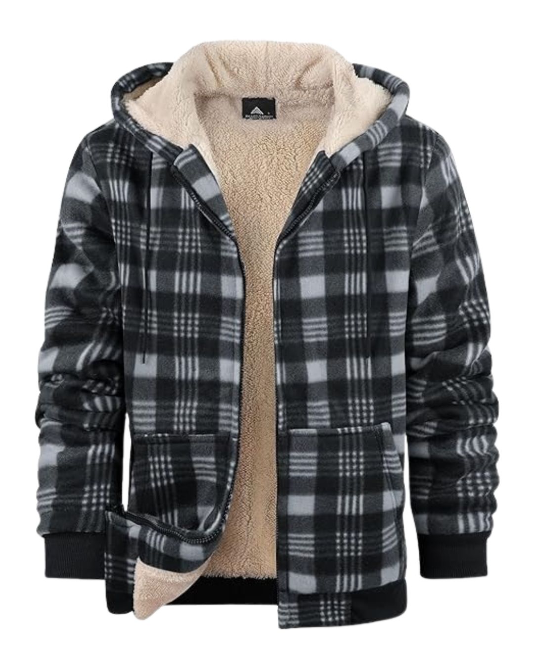 Fleece Lined Plaid Zip Hoodie