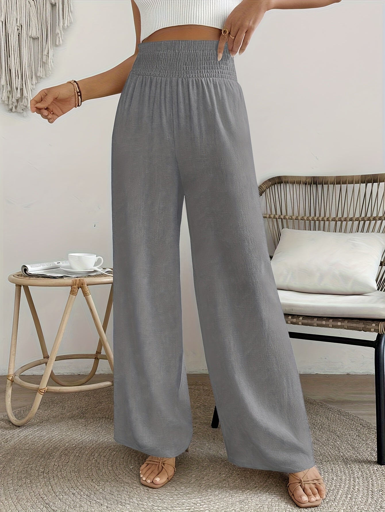 Ella | Casual Losse Broek Met Effen Kleur