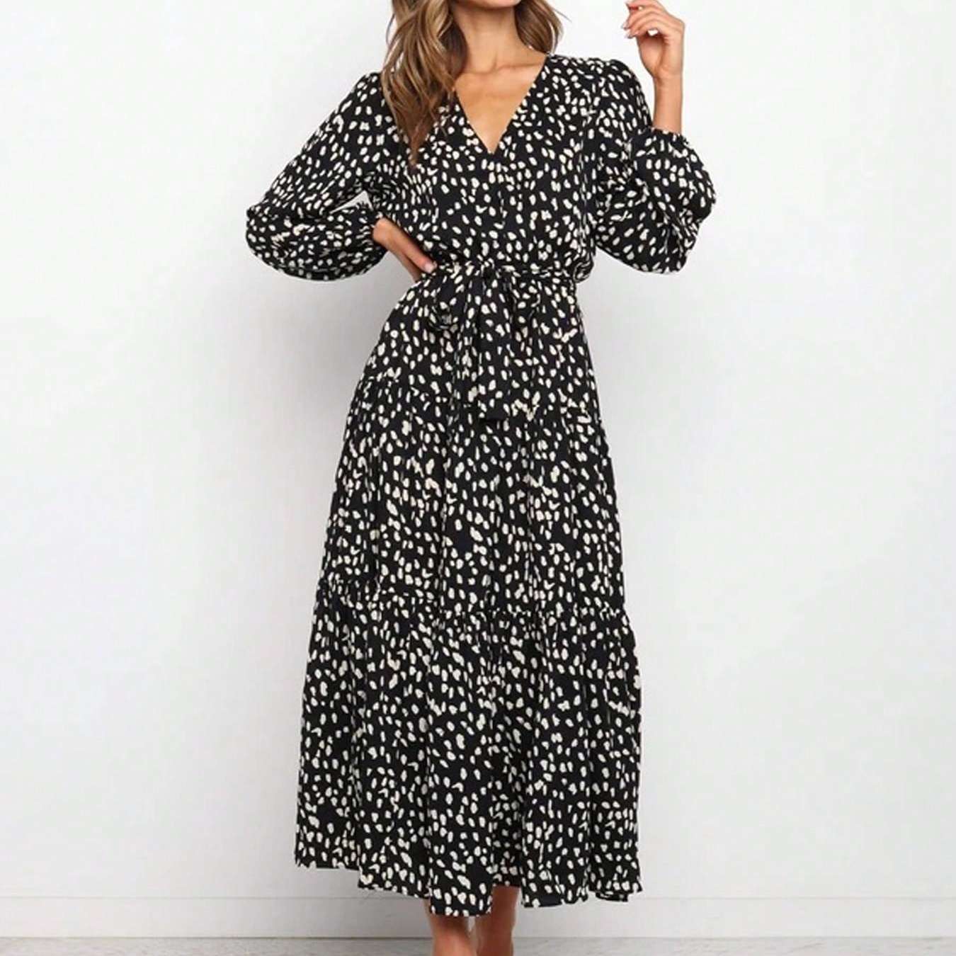 Catharina | Casual Lange Jurk Met V-Hals