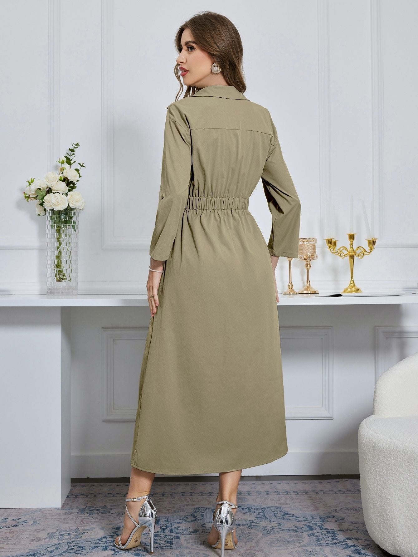 Marleen | Elegante Lange Jurk Met Knoopsluiting