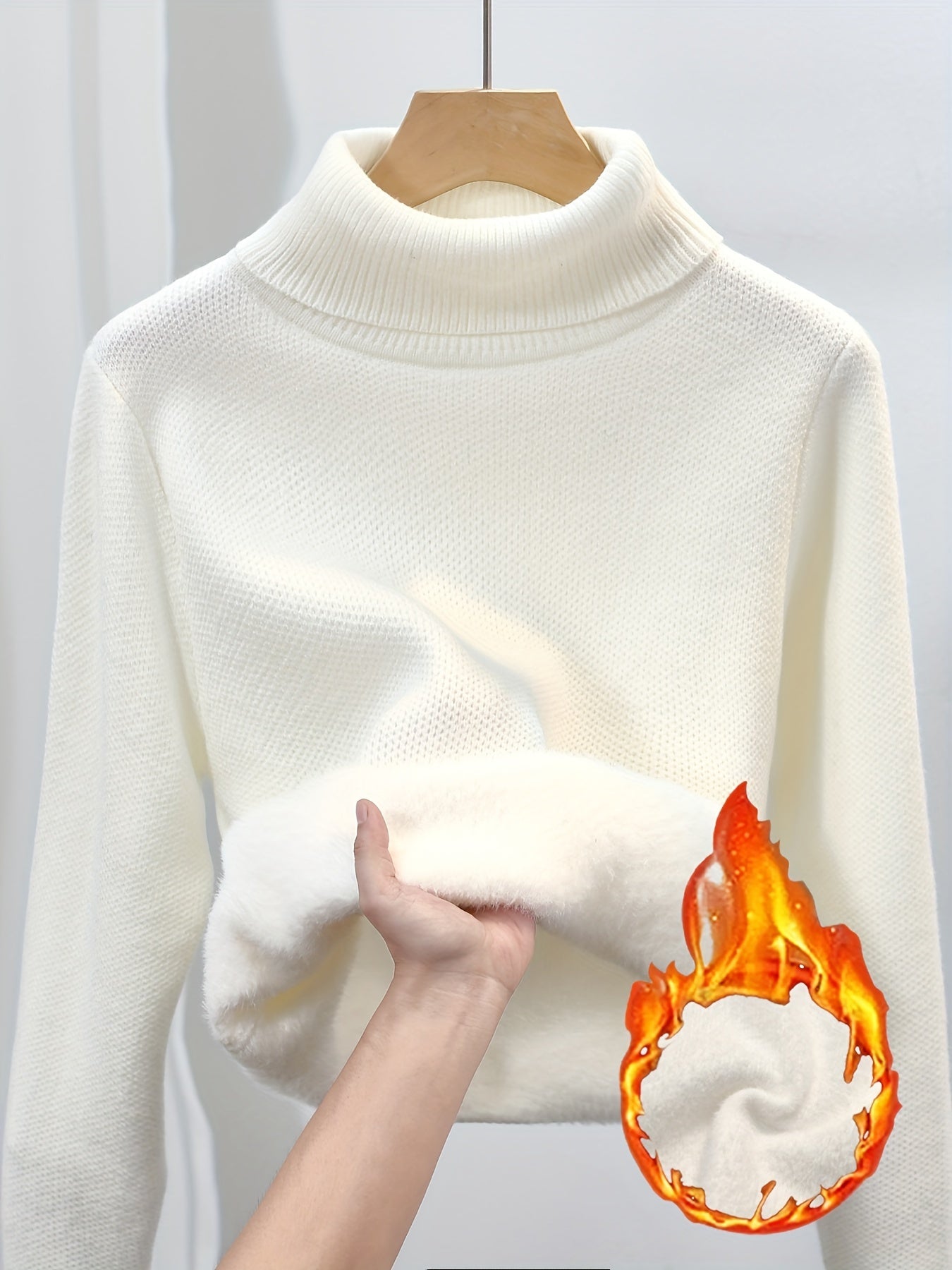 Mia | Warme Effen Trui Met Hoge Kraag