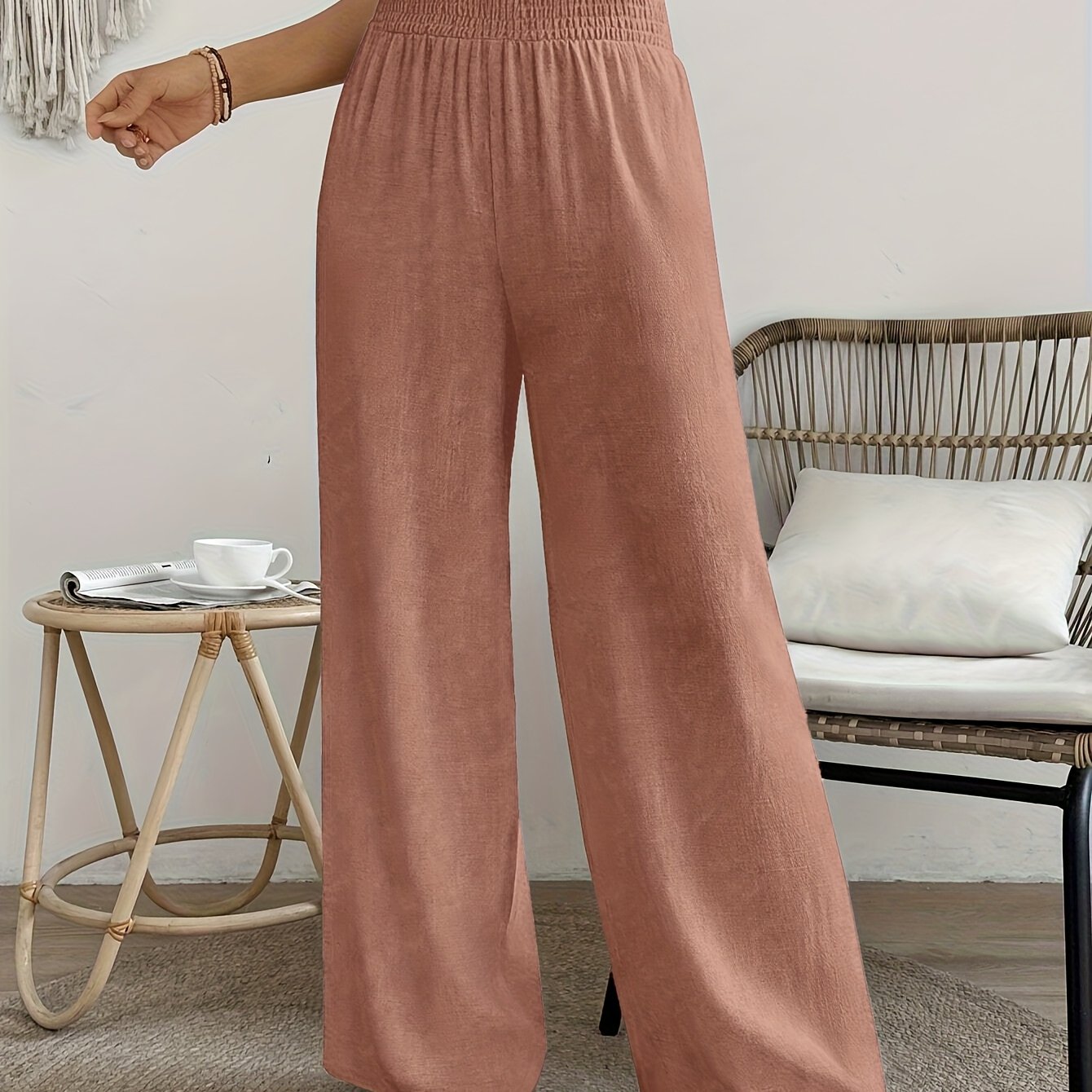 Ella | Casual Losse Broek Met Effen Kleur