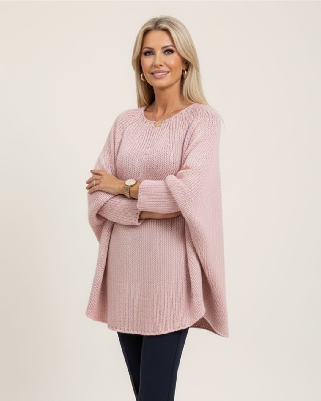 Elegant Knitted Poncho Sweater