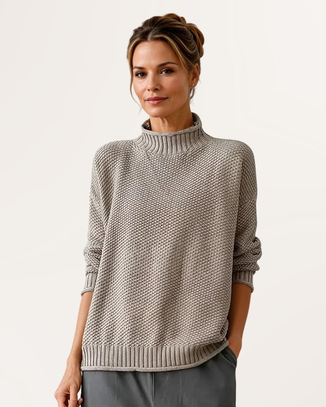 Jannie | Warme Gebreide Trui met Hoge Hals