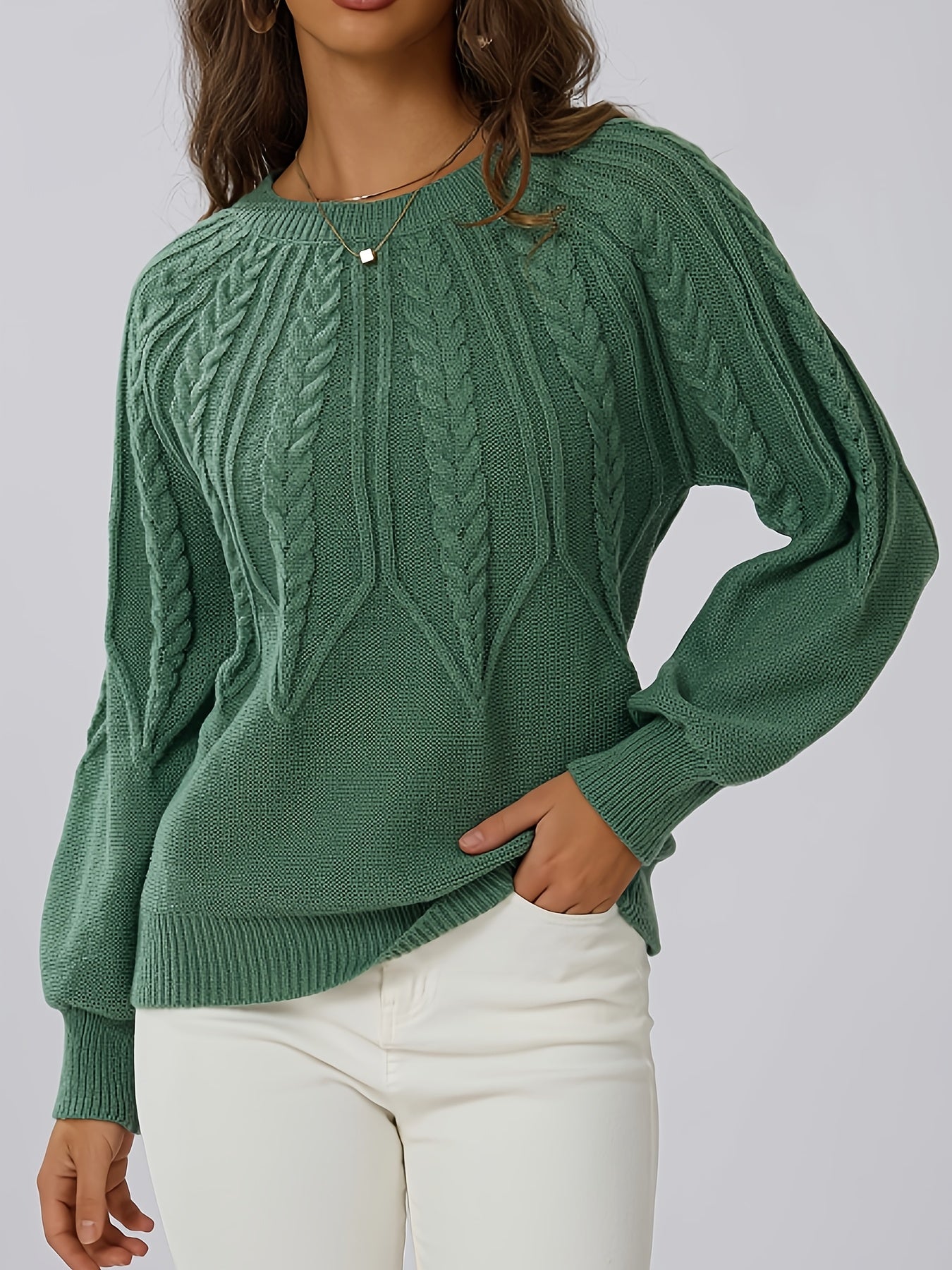 Hermina | Kabelgebreide Trui Met Ronde Hals