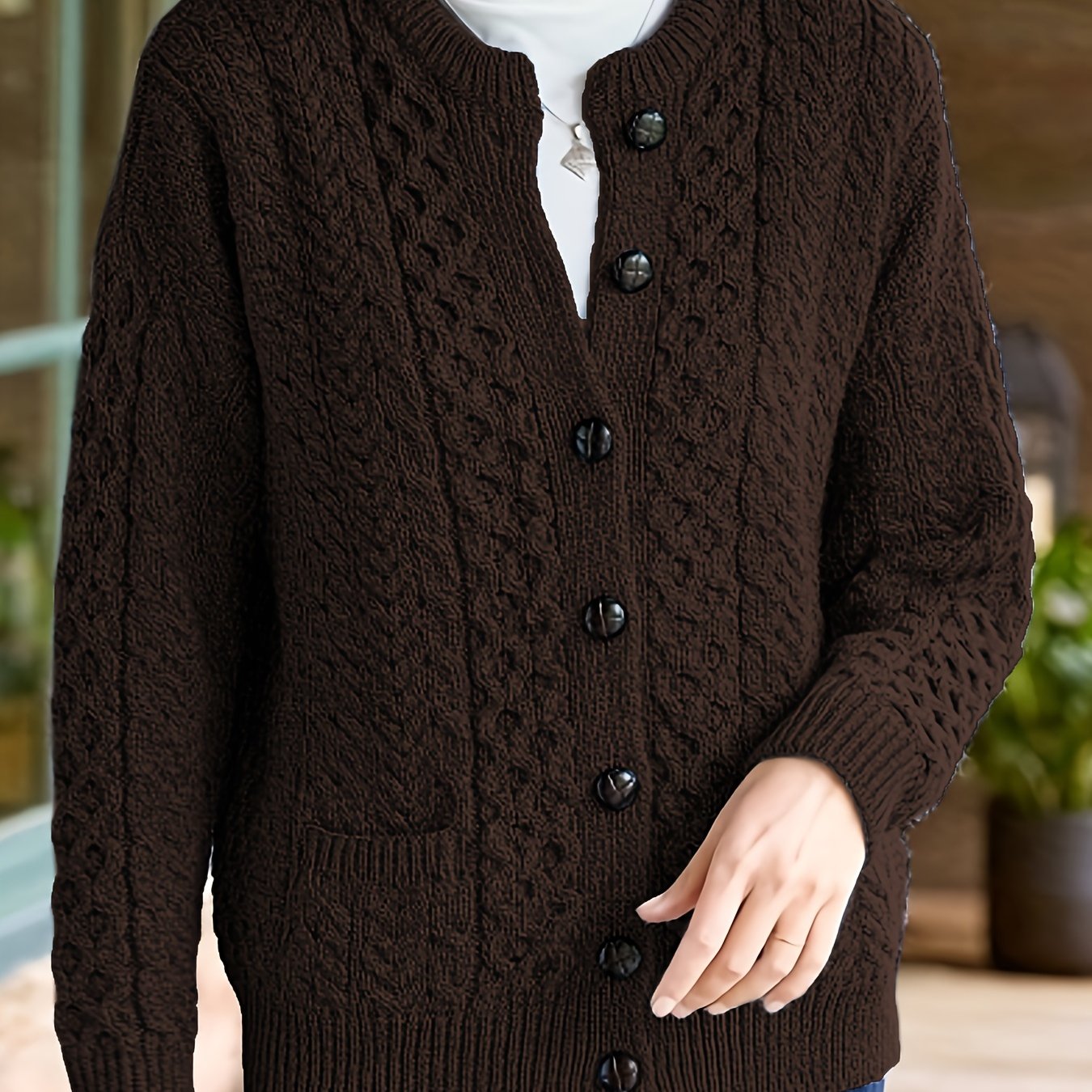 Lonneke | Geometrisch Kabelvest Met Knopen