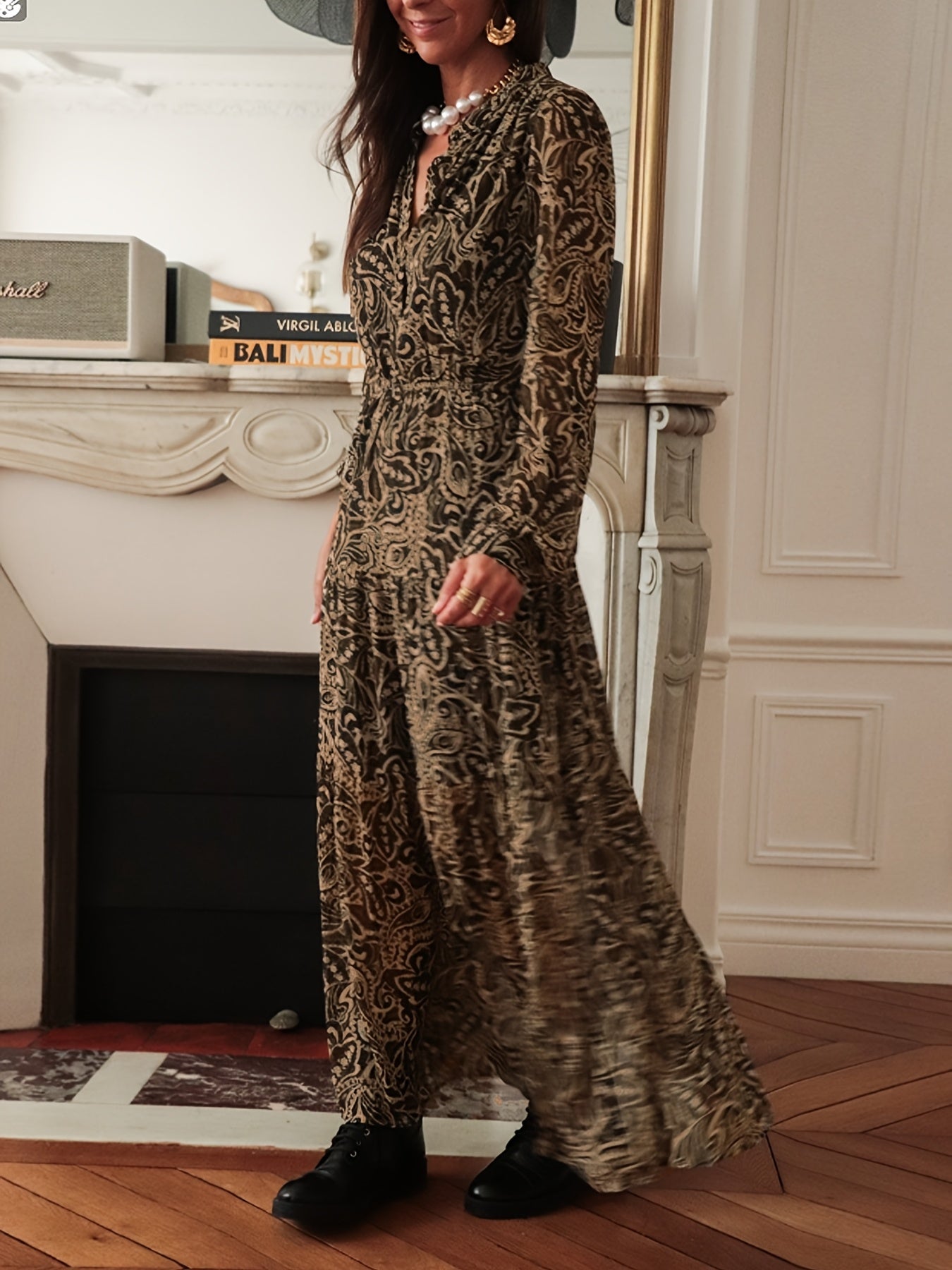 Marjolein | Elegante Vintage Maxi Jurk Met Split