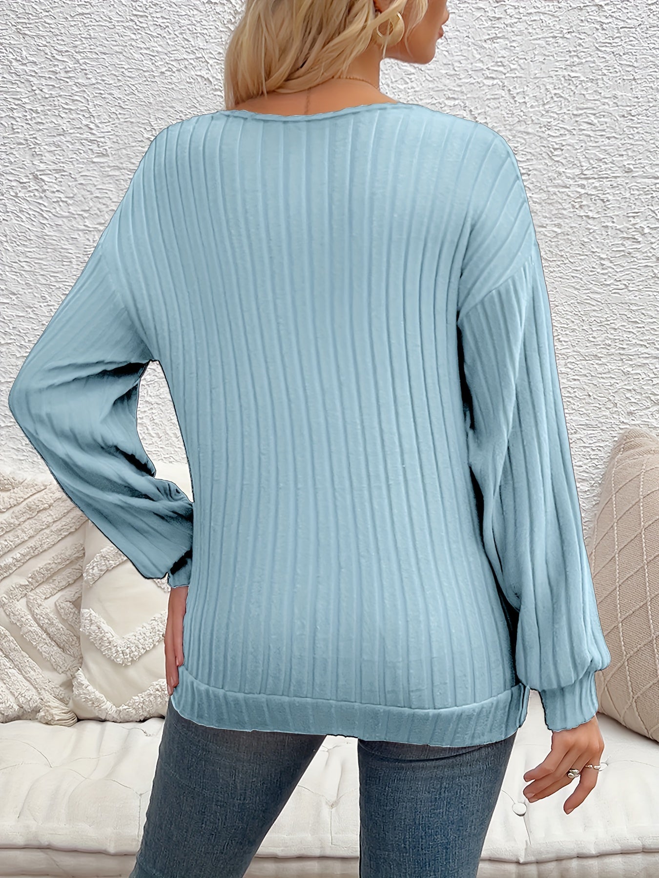 Eveline | Stijlvolle V-Hals Ribtrui