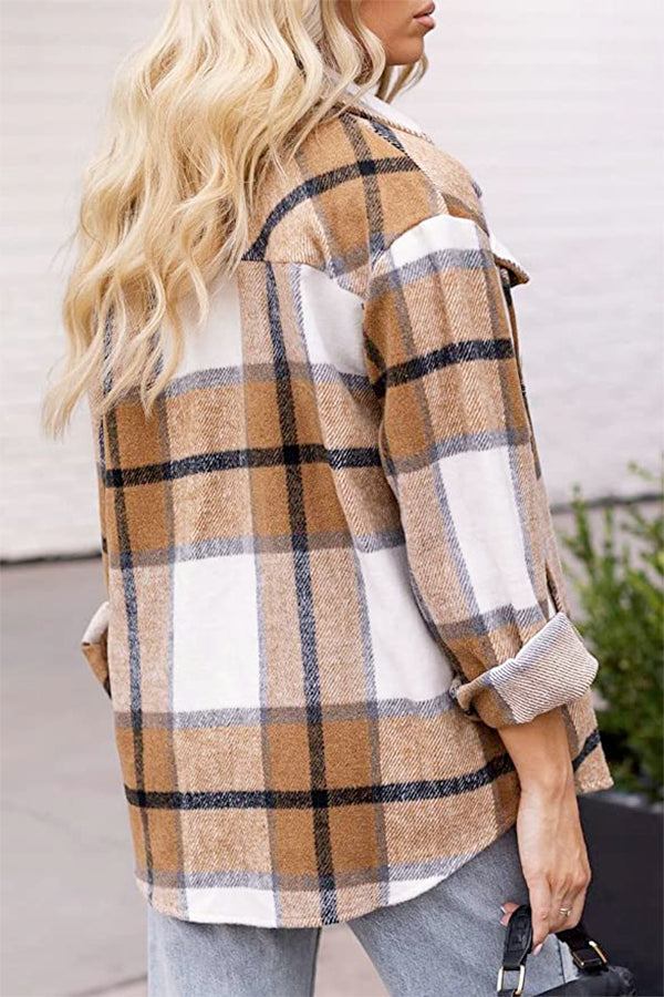 Plaid Button-Up Flannel Shirt