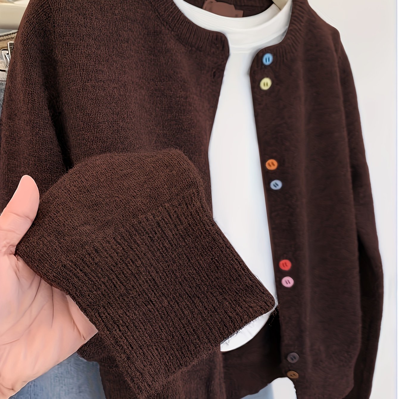 Janneke | Vintage Regenboog Knoop-Op Vest