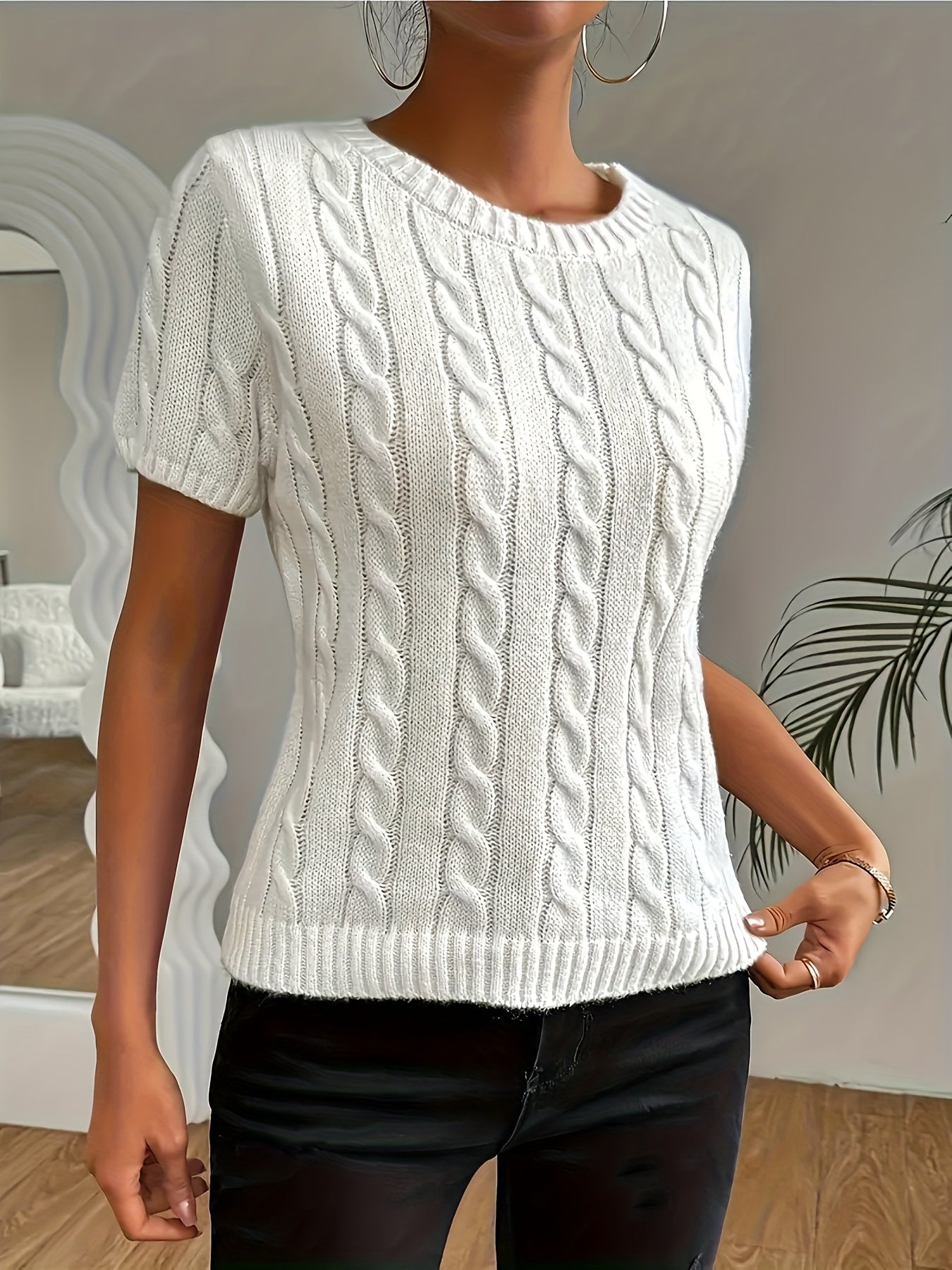 Monica | Elegante Top Met Ruches En Ronde Hals