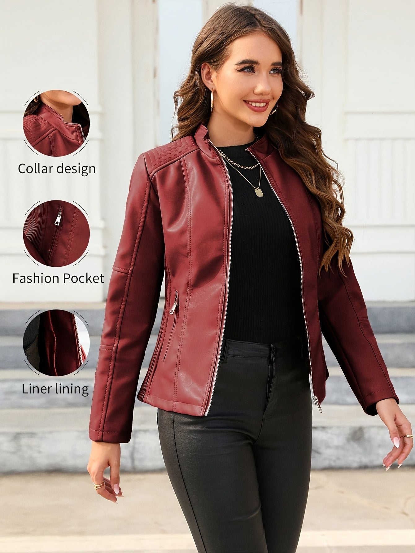 Elegante | Faux Leather Motorjacket