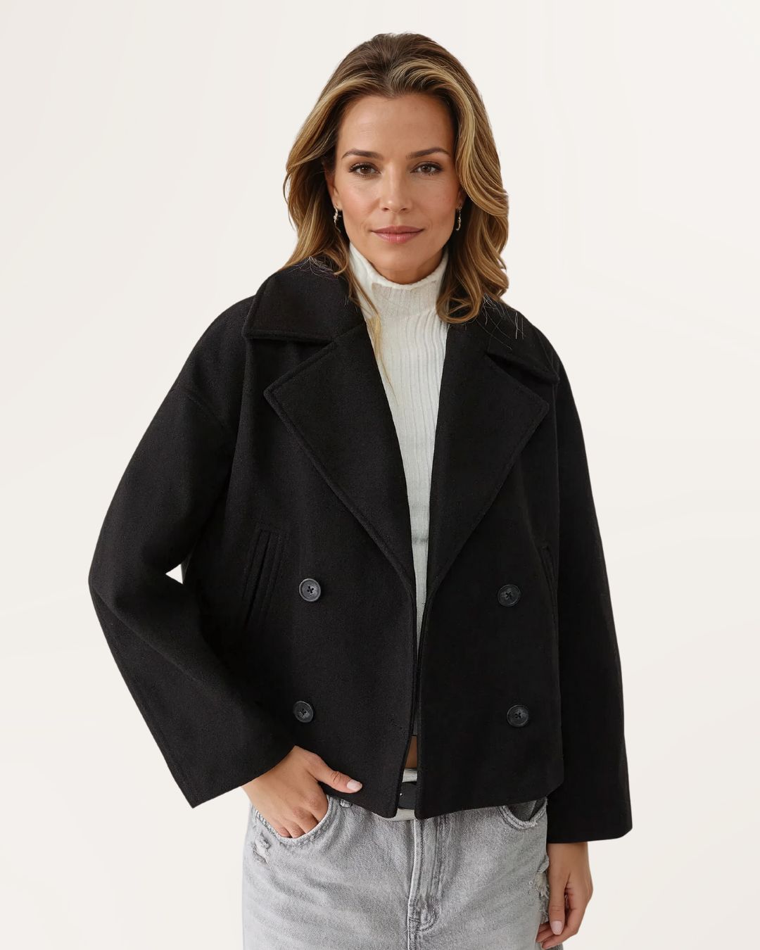 Lydia | Korte Elegante Jas met Dubbele Knopen