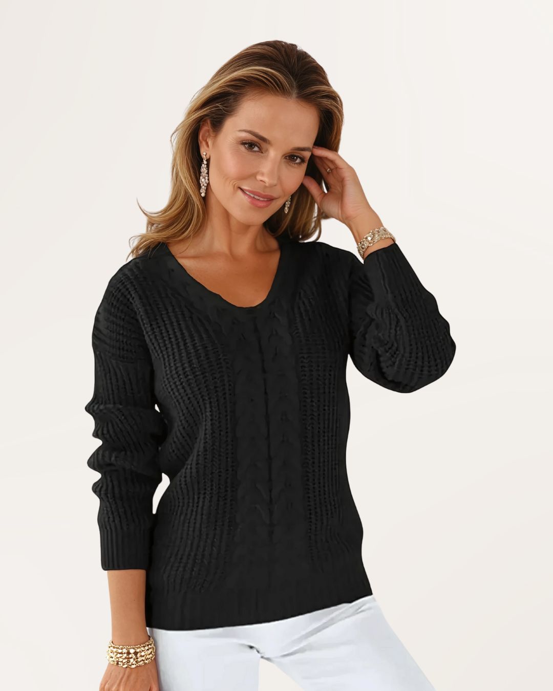 Janny | Gebreide Trui met V-Hals