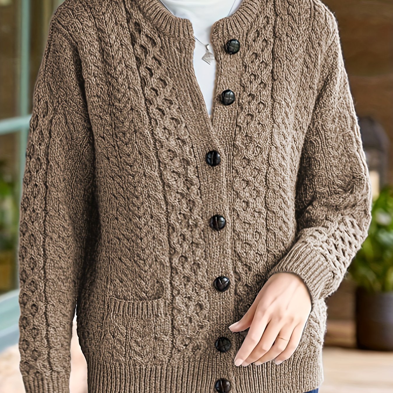 Lonneke | Geometrisch Kabelvest Met Knopen