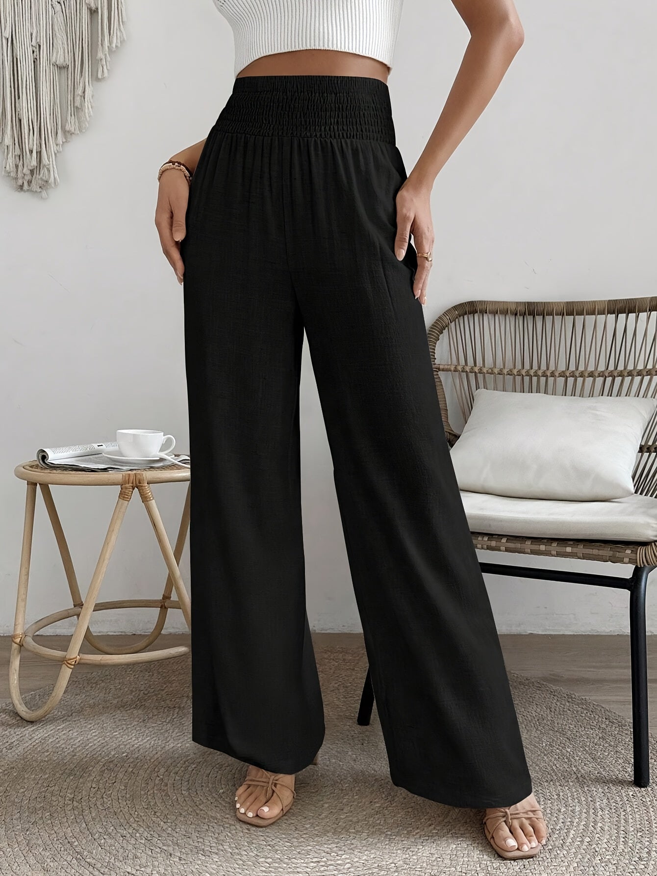 Ella | Casual Losse Broek Met Effen Kleur