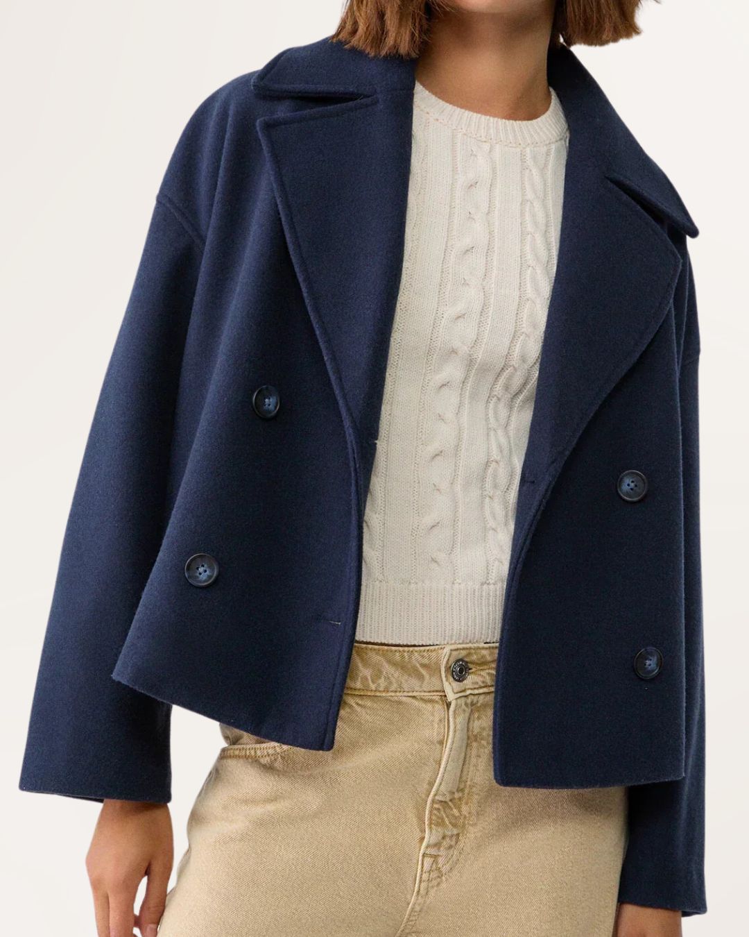 Lydia | Korte Elegante Jas met Dubbele Knopen