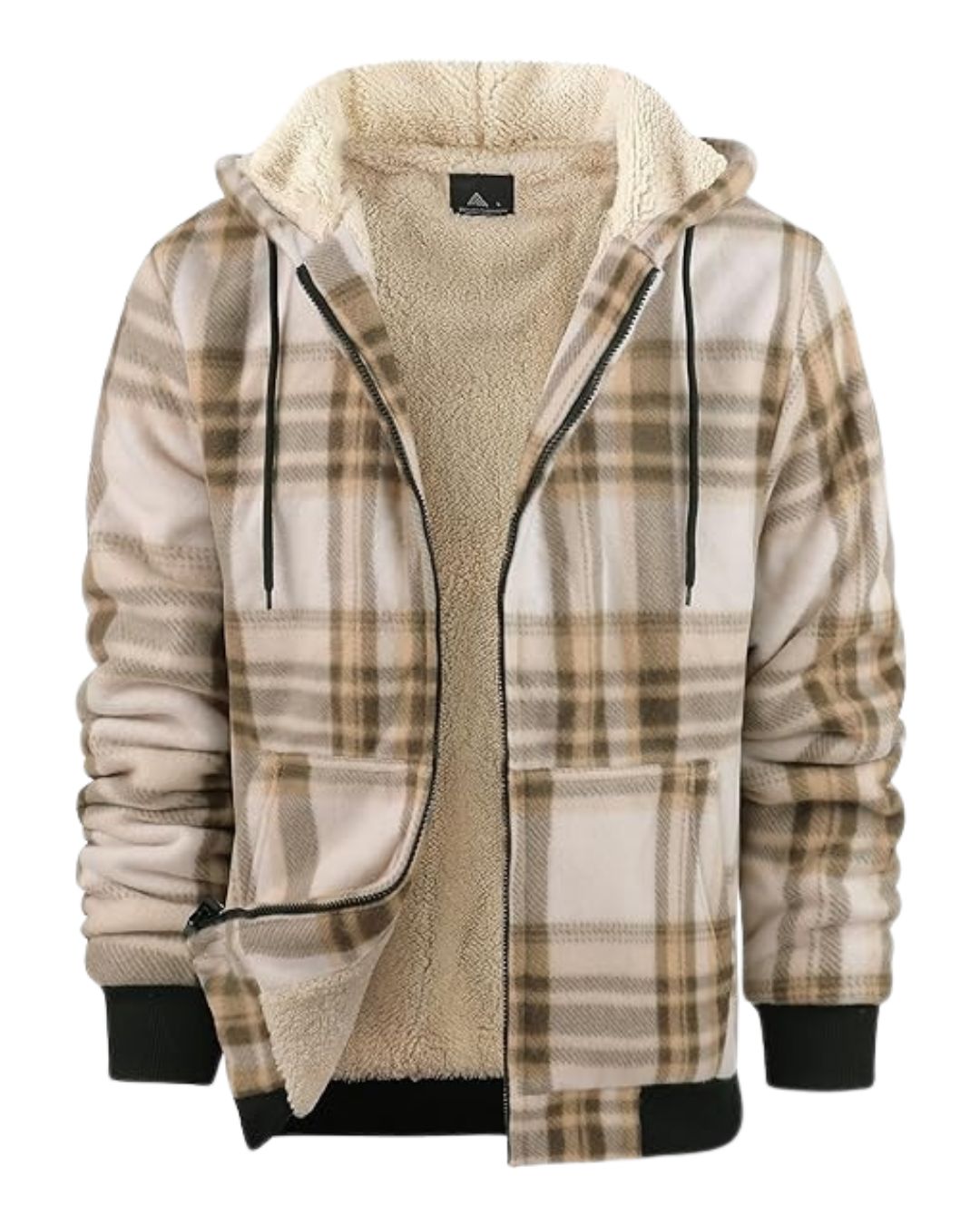 Fleece Lined Plaid Zip Hoodie