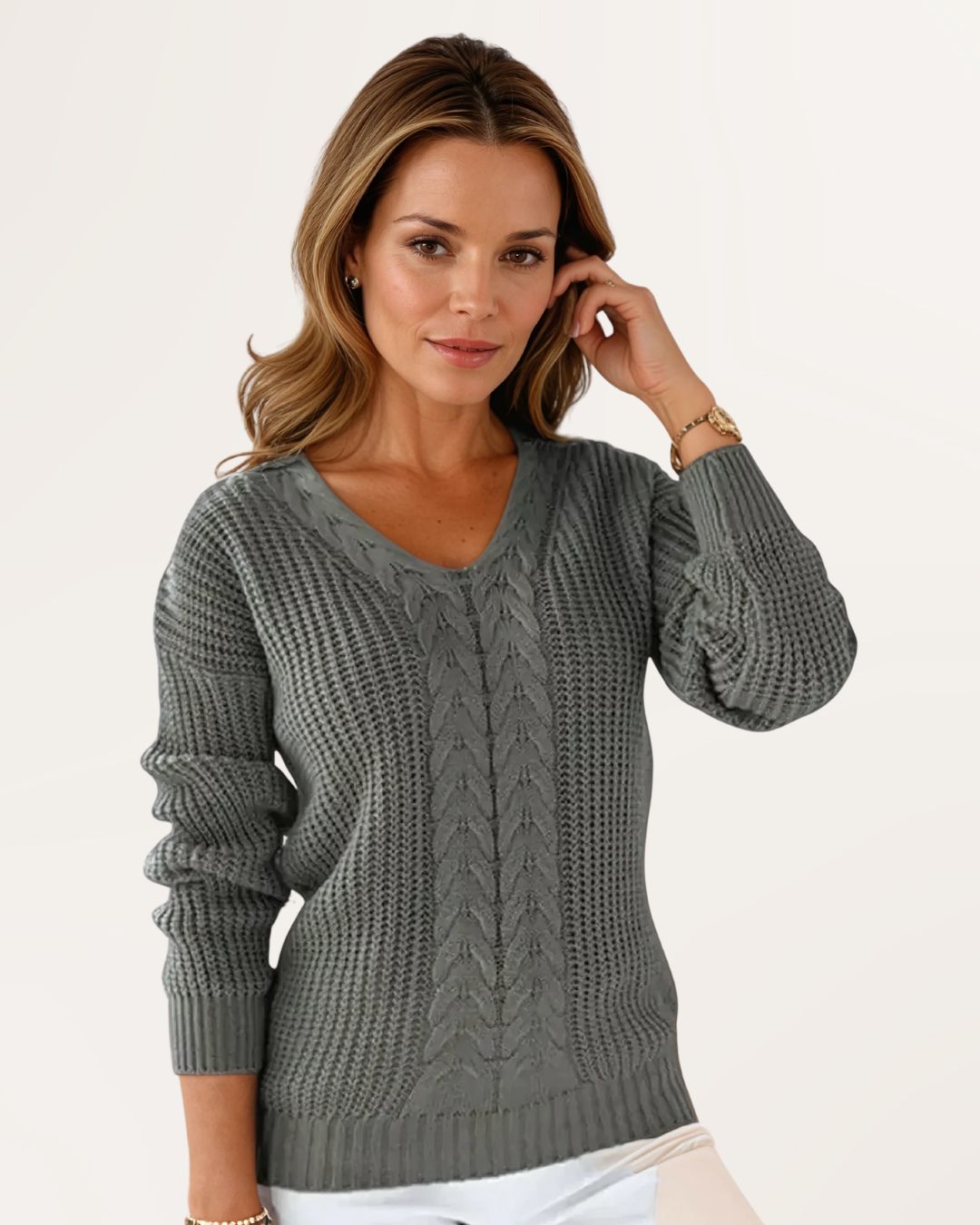 Janny | Gebreide Trui met V-Hals