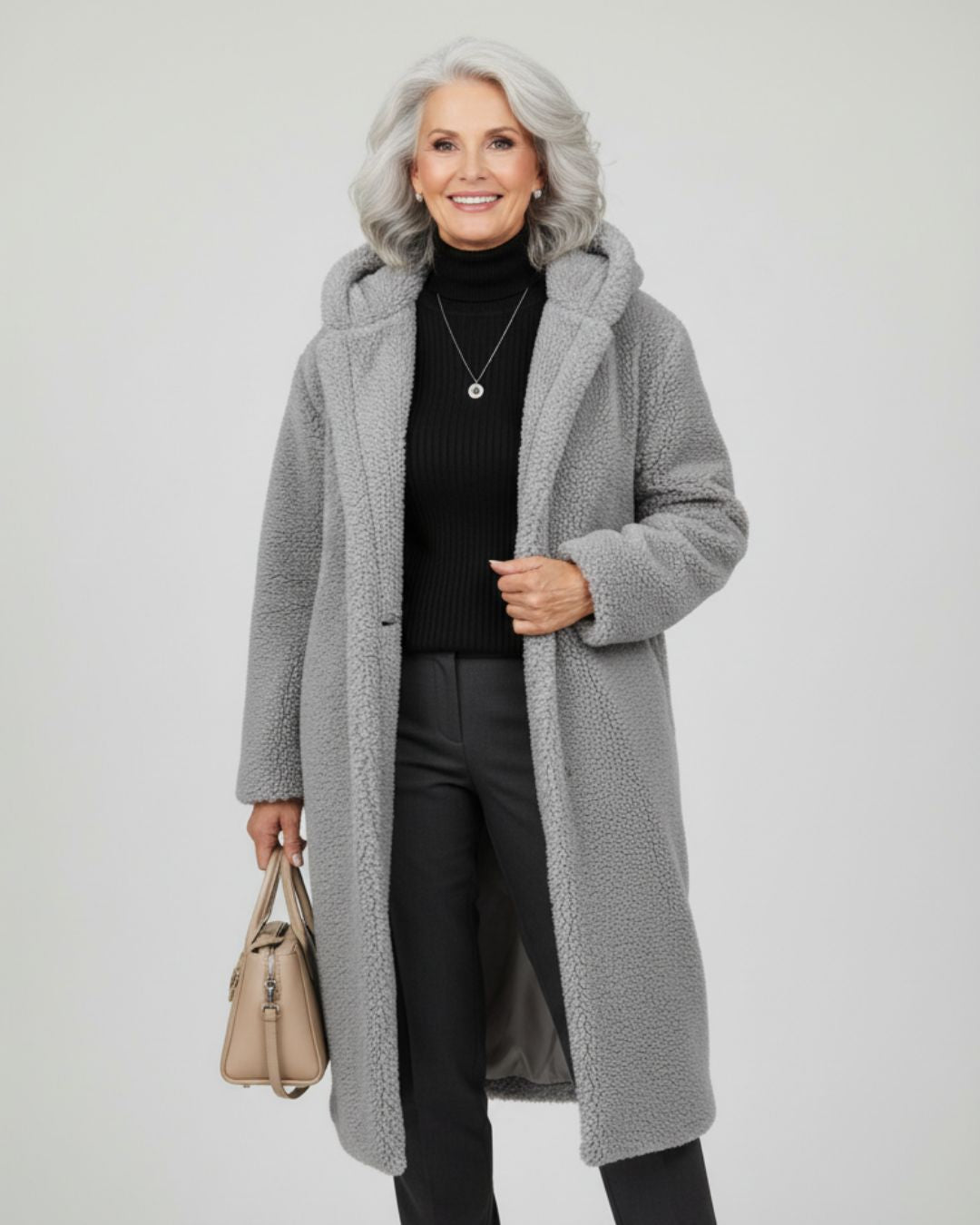 Long Fleece Hooded Coat