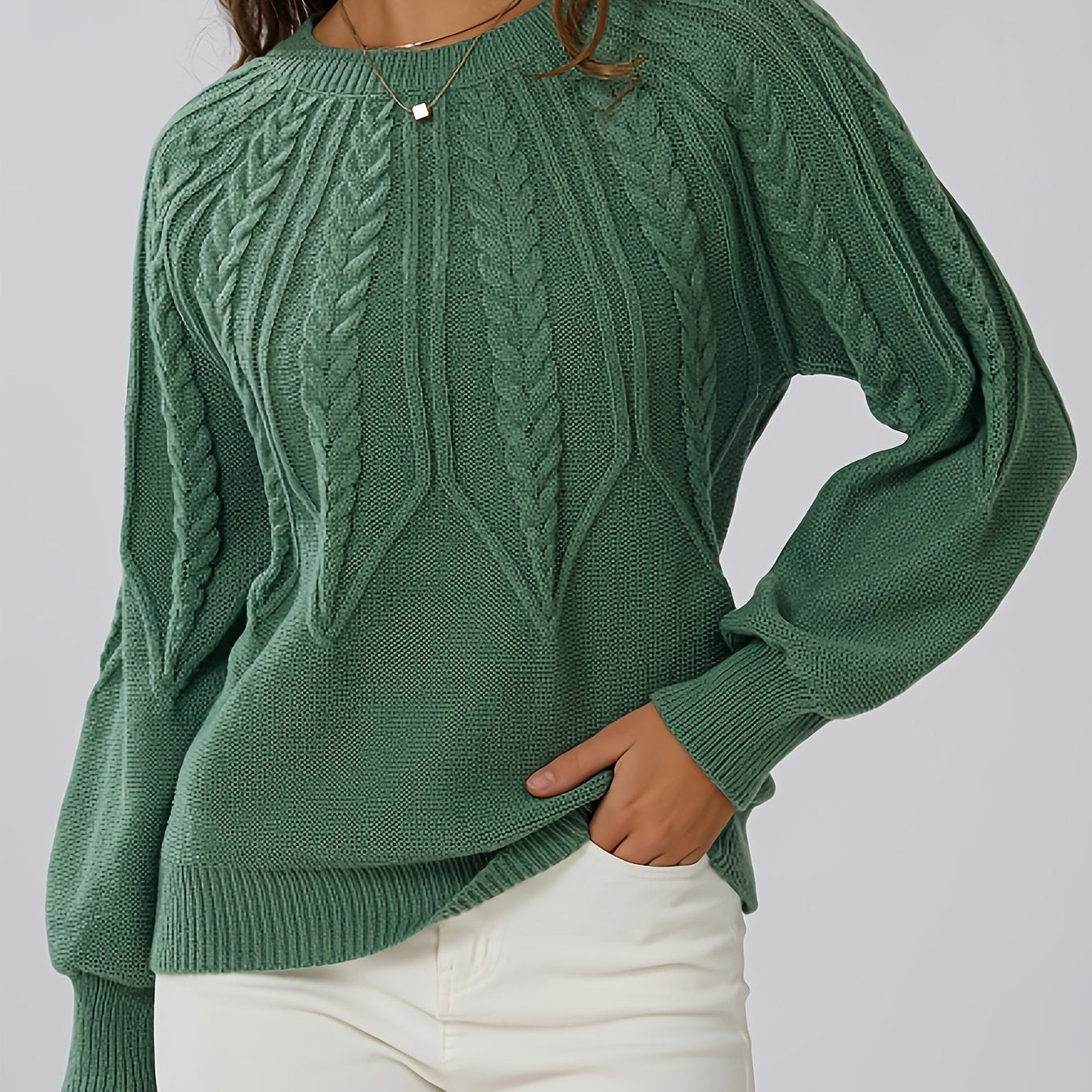 Hermina | Kabelgebreide Trui Met Ronde Hals