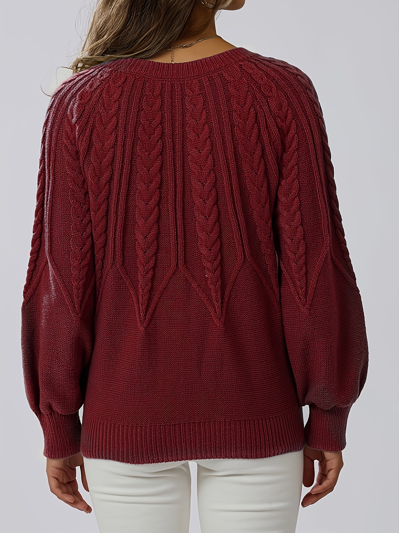 Hermina | Kabelgebreide Trui Met Ronde Hals