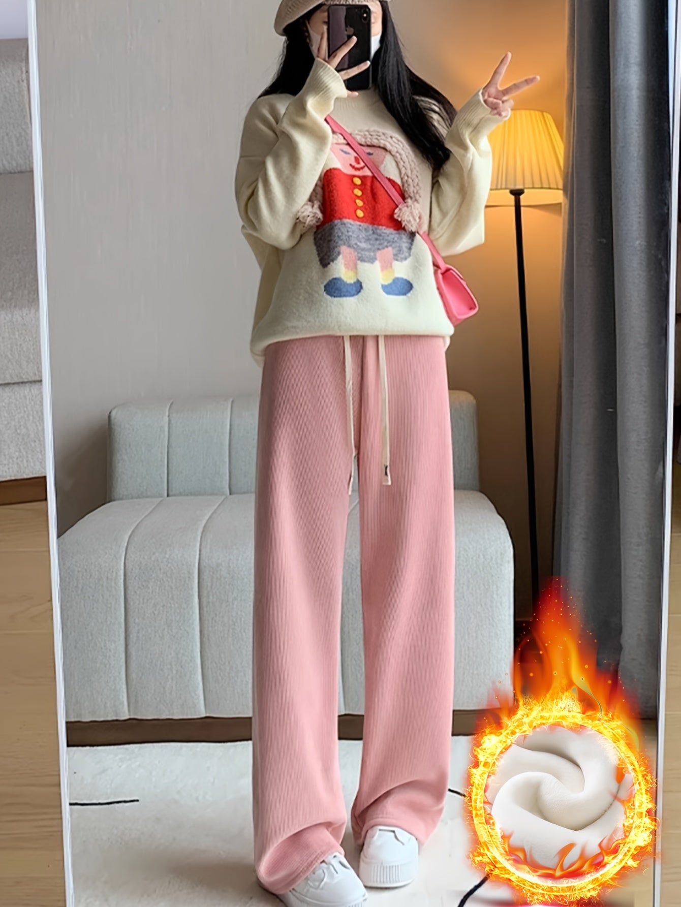 Loes | Wijde Broek Met Hoge Taille En Warme Voering