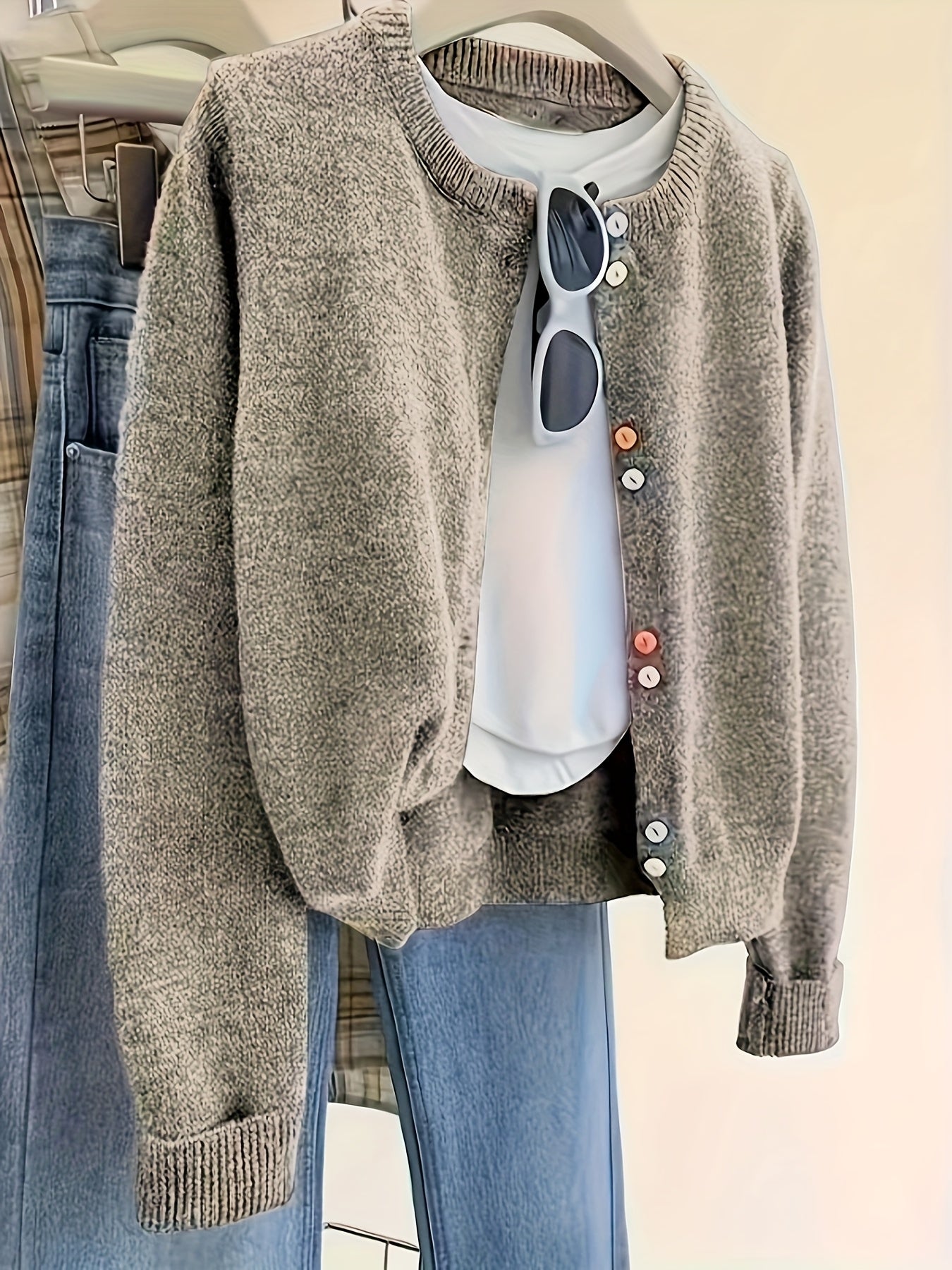 Janneke | Vintage Regenboog Knoop-Op Vest