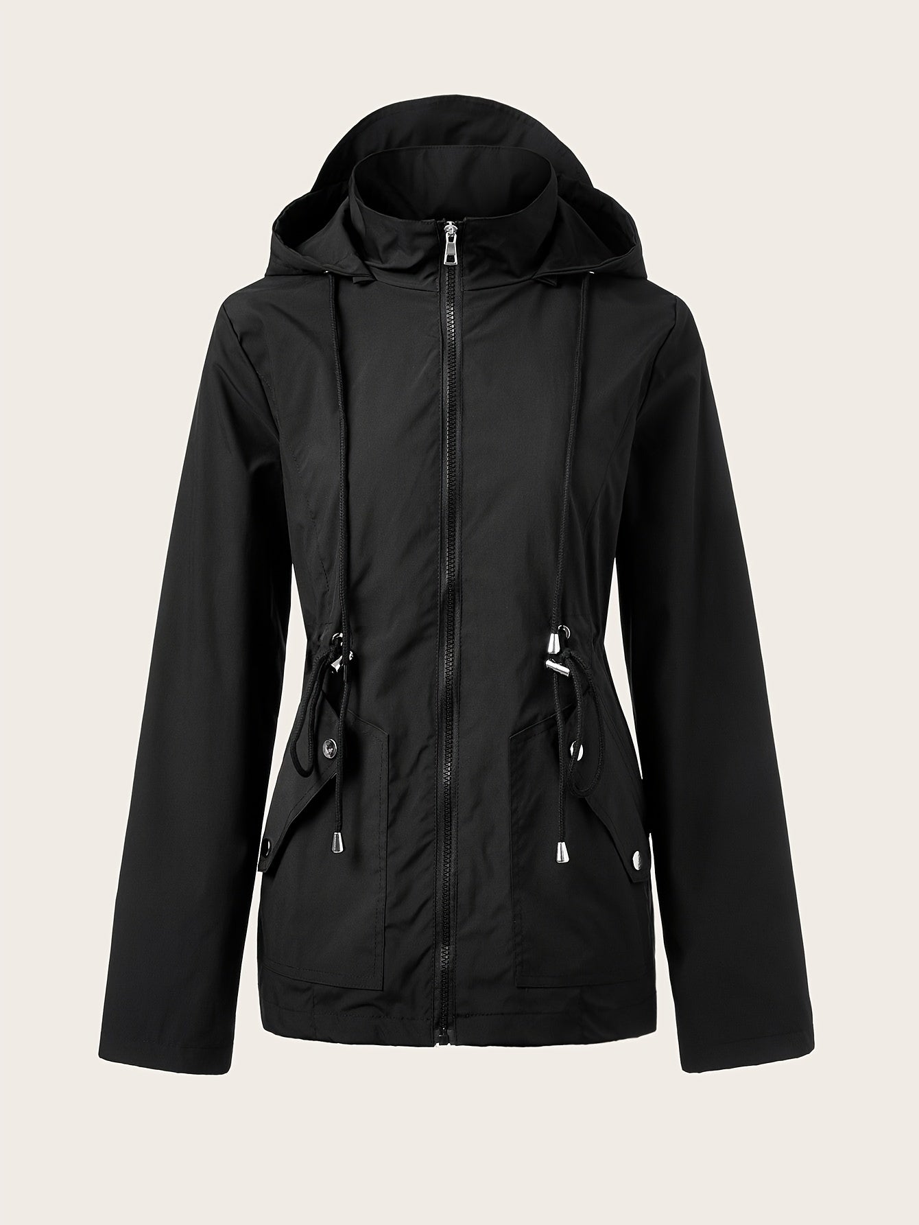 Corine | Trekkoord Rits Hooded Trenchcoat