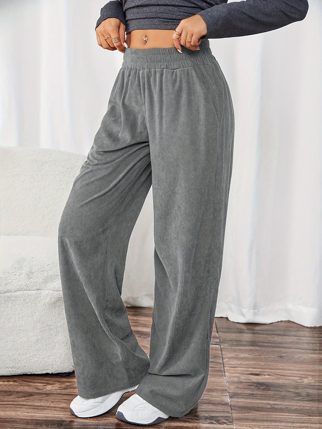 Lieve | Casual Gebreide Rechte Broek Met Zakken