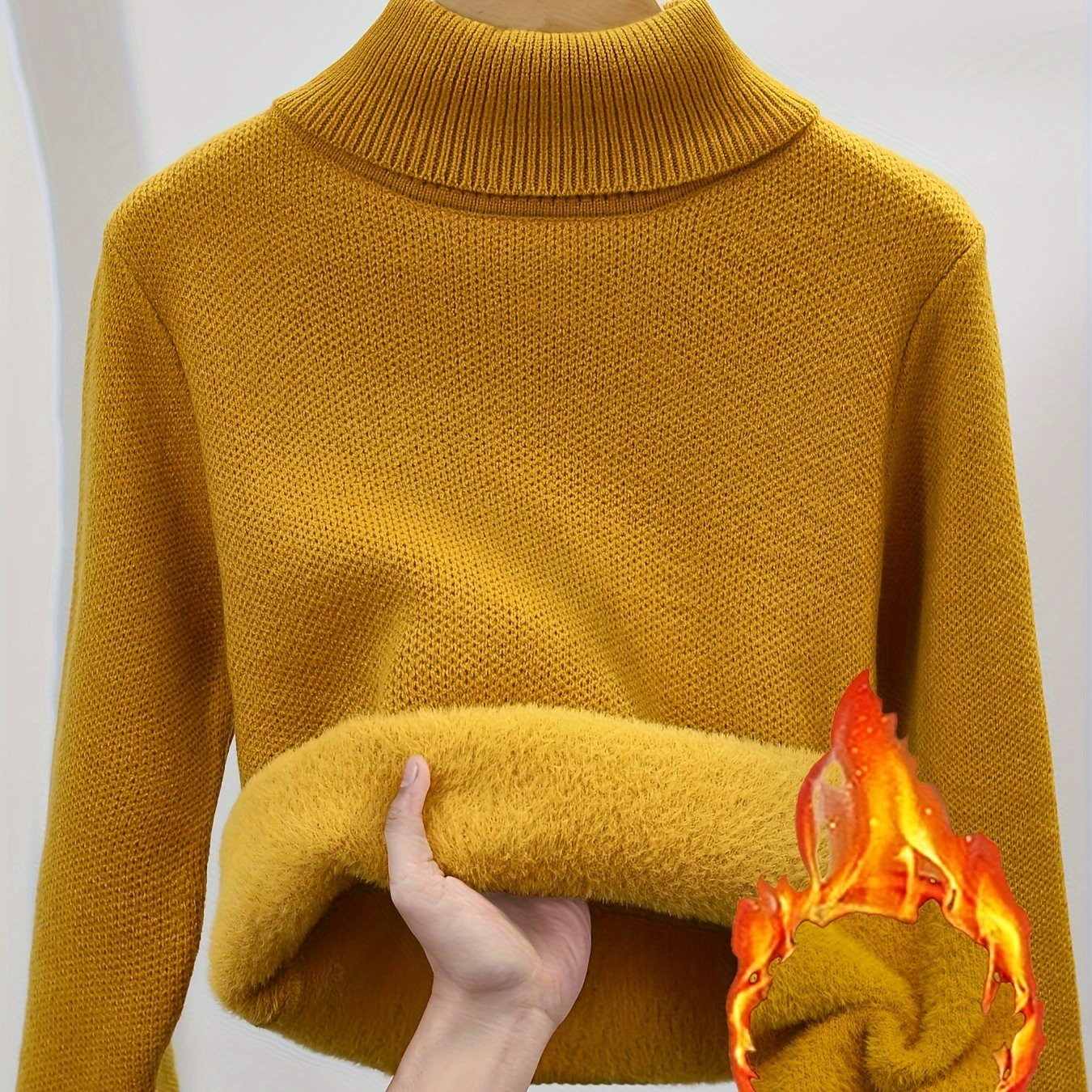 Mia | Warme Effen Trui Met Hoge Kraag