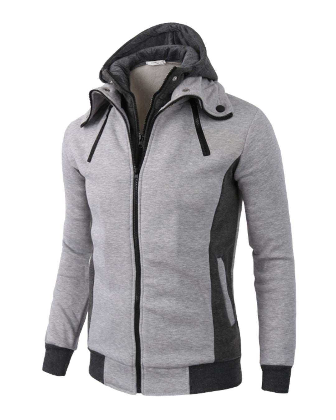 Two-Tone Hooded Sweater Jacket
