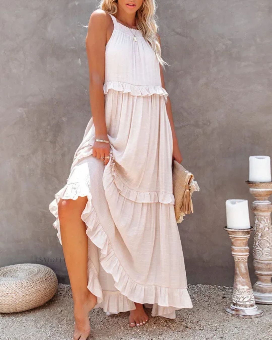 Liesbeth | Zomerse Maxi Jurk met Speelse Ruches