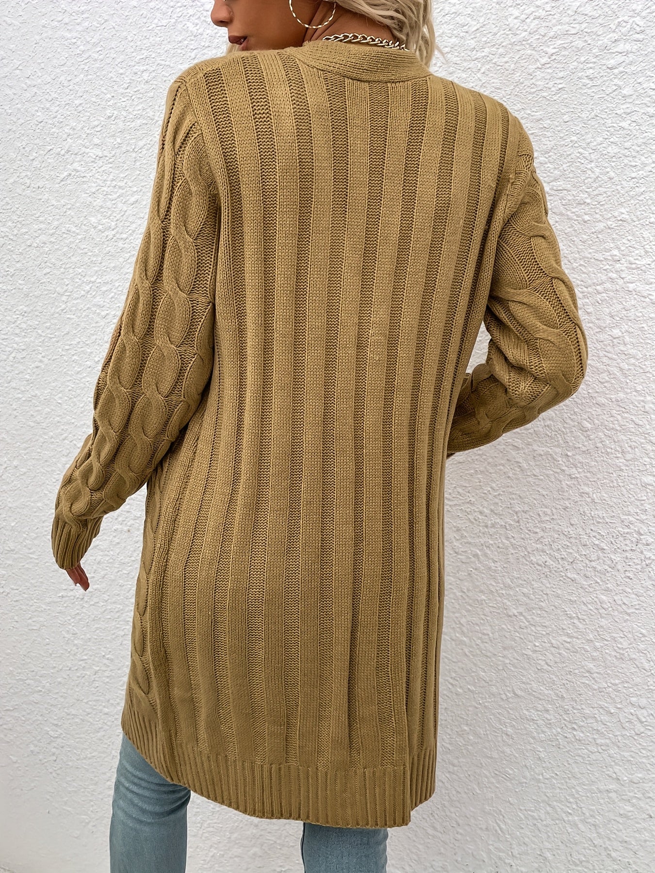 Mirjam | Lange Gebreide Cardigan Met Knoopsluiting