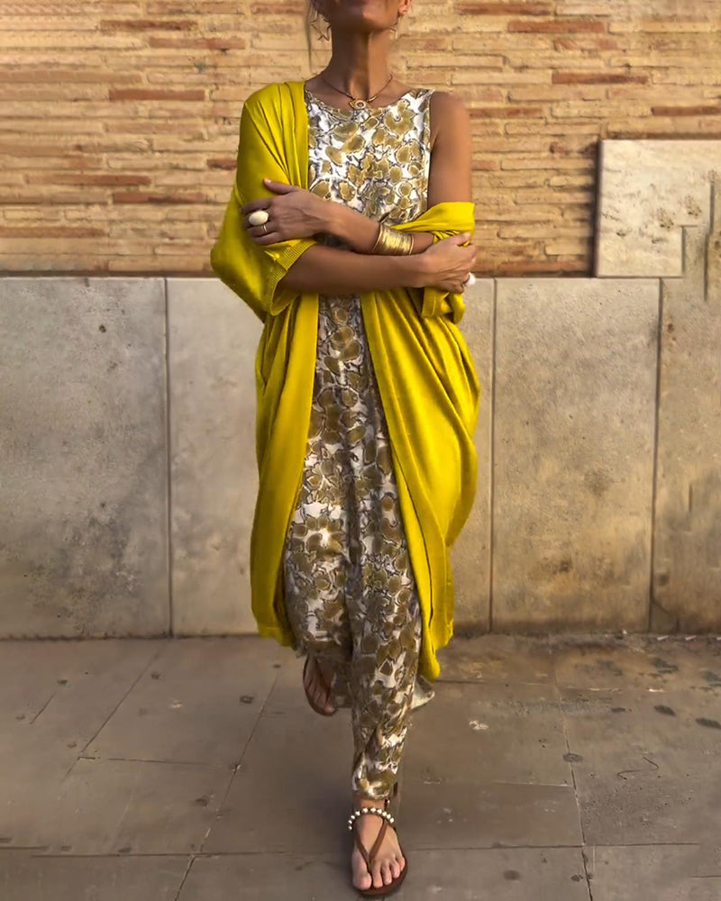 Annette | Zomerjurk Met Kleurrijke Print En Bijpassende Kimono