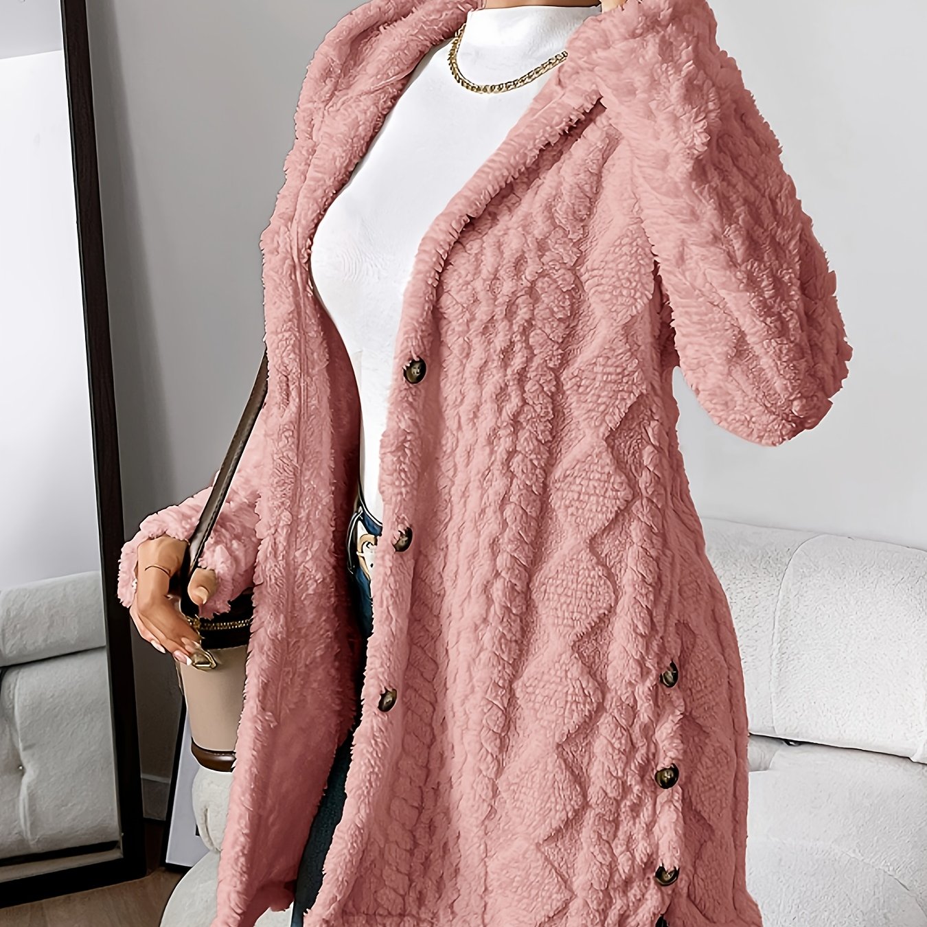 Dora | Lange Pluche Cardigan