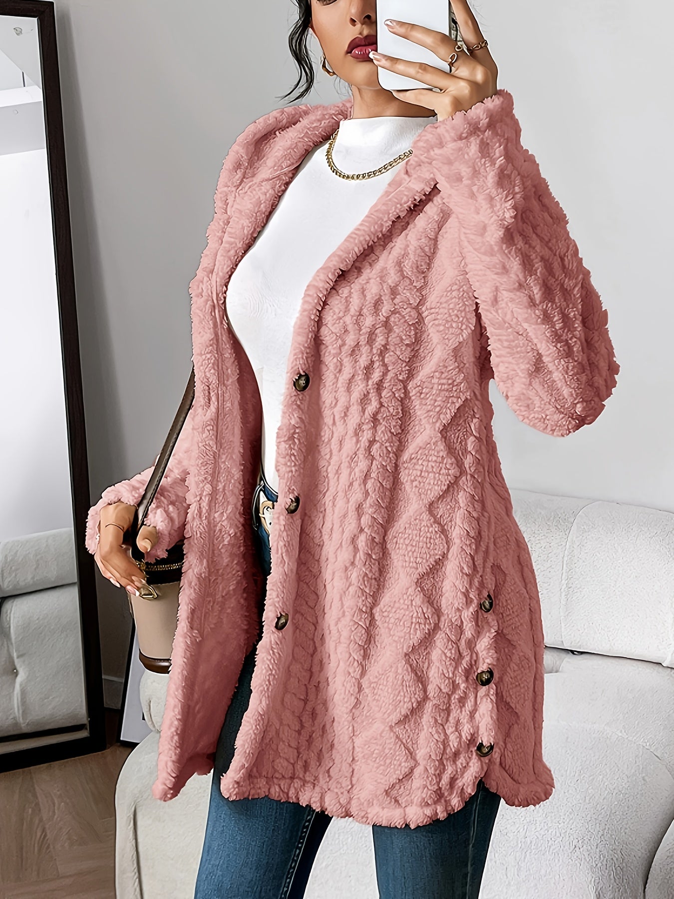 Dora | Lange Pluche Cardigan