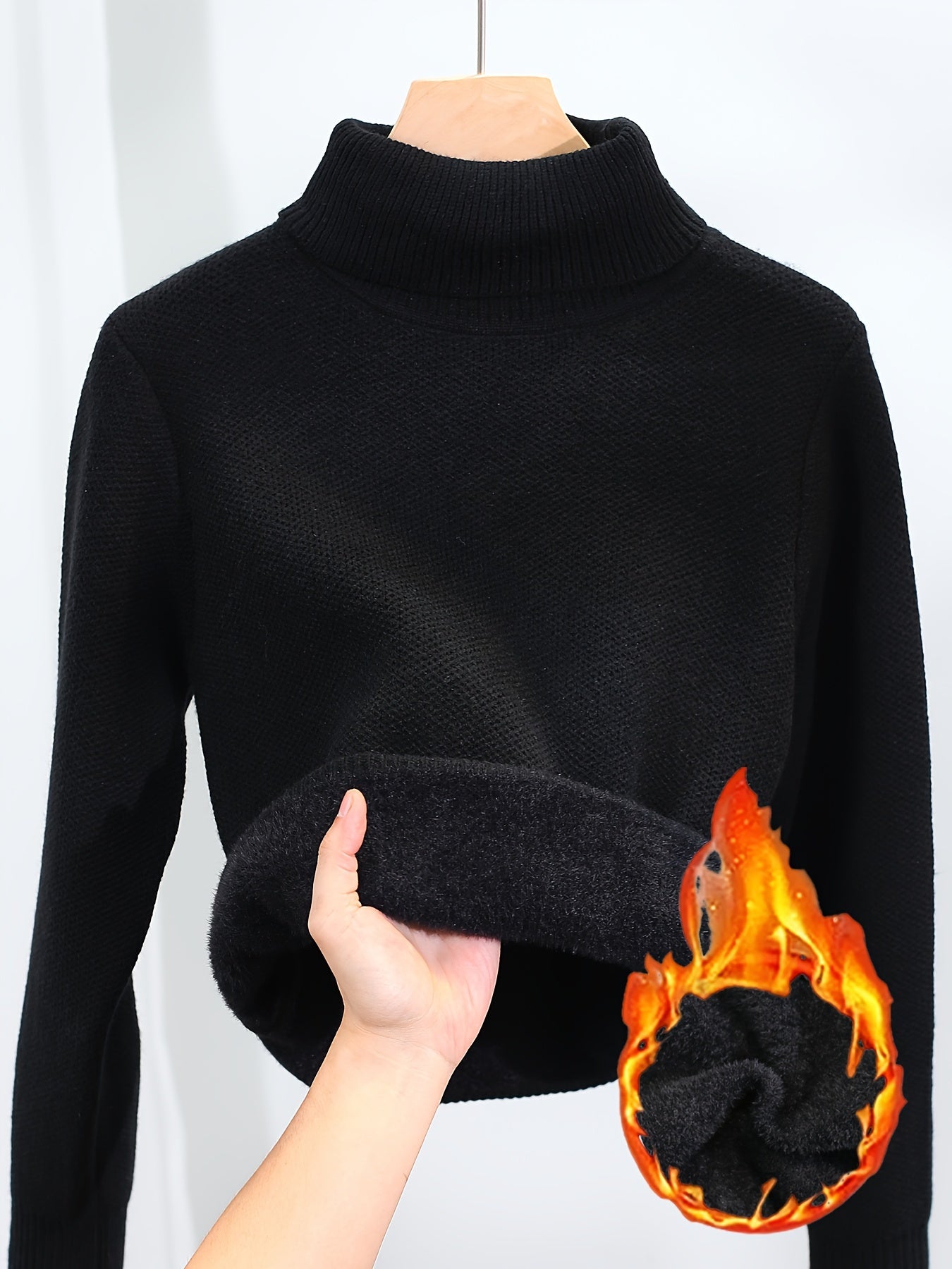 Mia | Warme Effen Trui Met Hoge Kraag