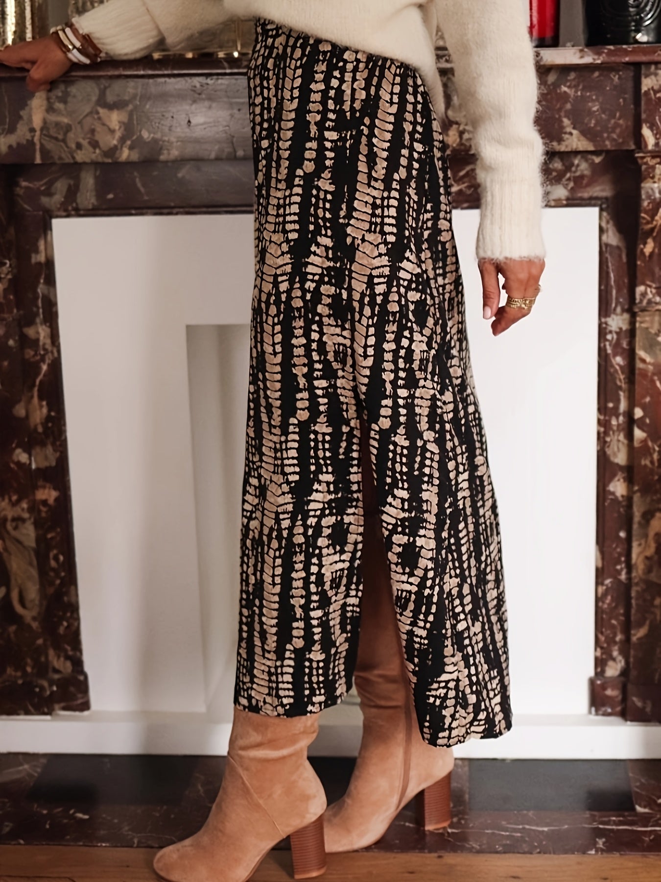 Coralien | Elegante Krokodillenprint Rok Met Split