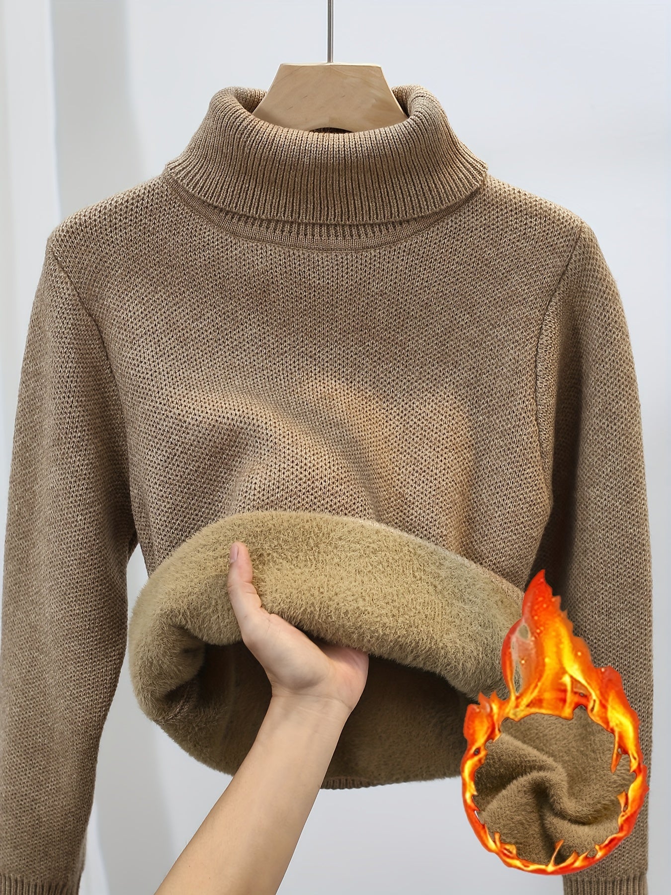 Mia | Warme Effen Trui Met Hoge Kraag