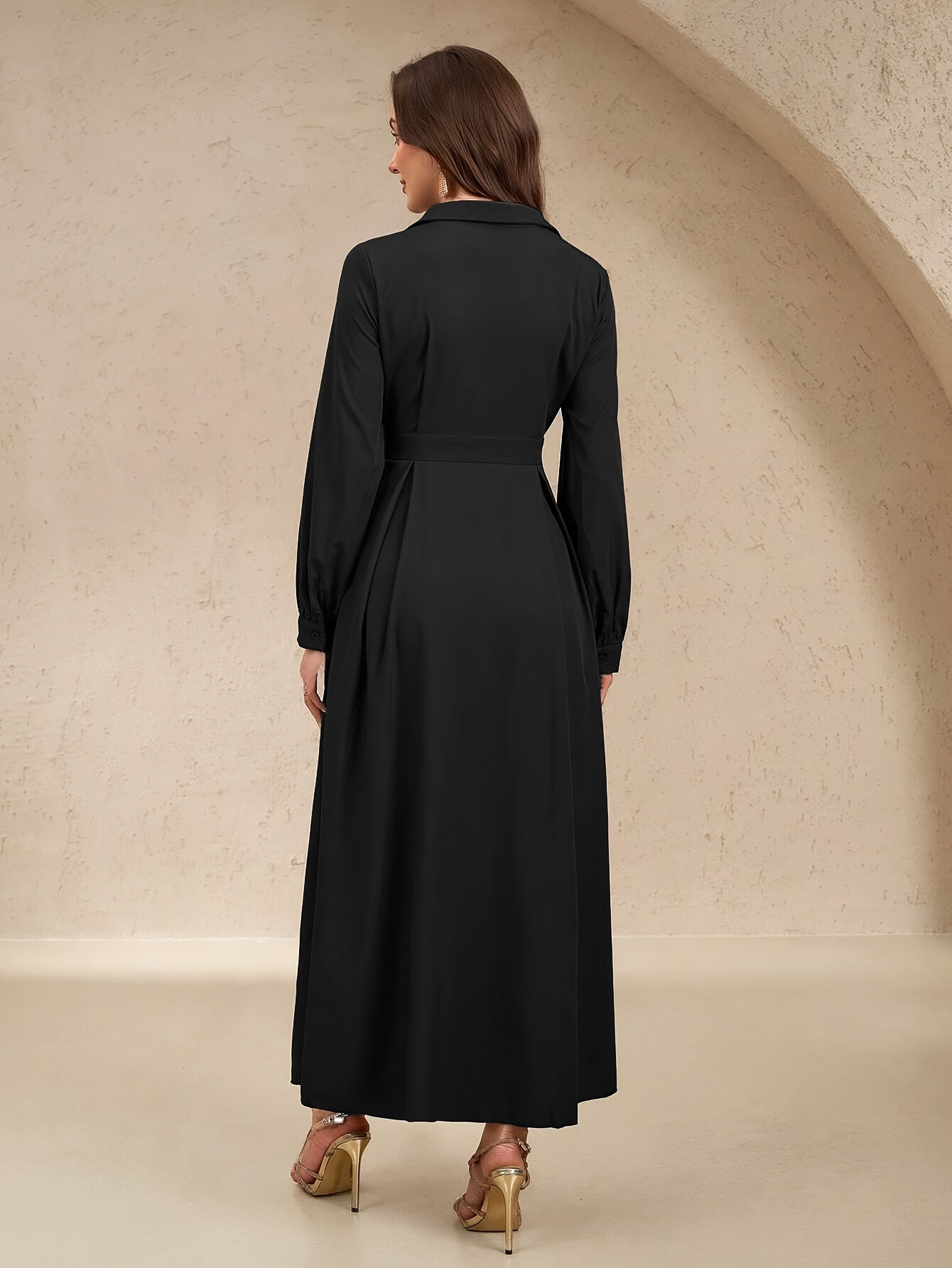 Mariska | Stijlvolle Chique Jurk Met Lange Mouwen