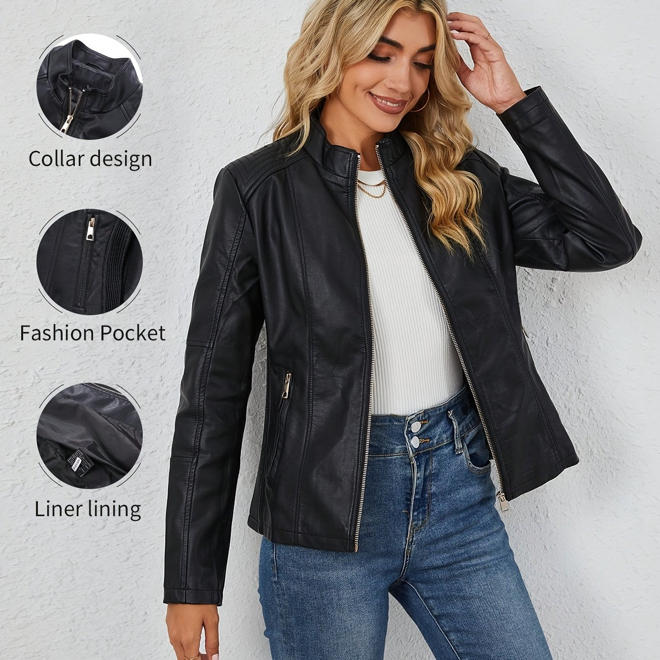 Elegante | Faux Leather Motorjacket