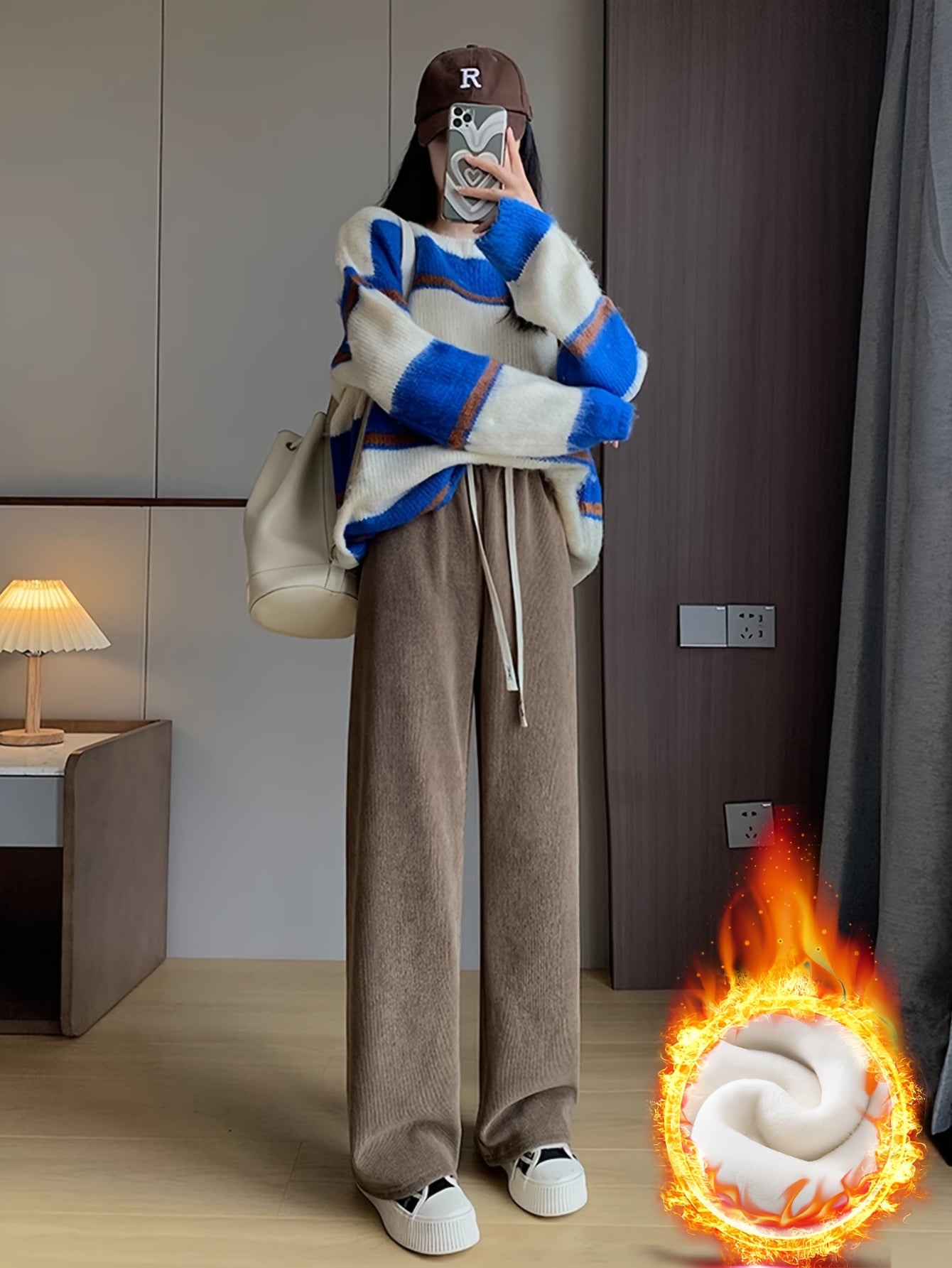 Loes | Wijde Broek Met Hoge Taille En Warme Voering